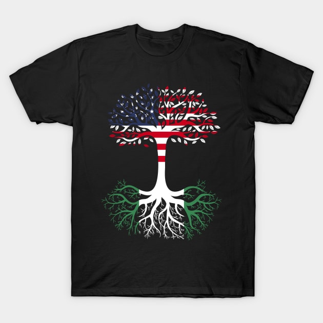 American Grown Nigeria Roots Nigeria Flag T-Shirt by BramCrye